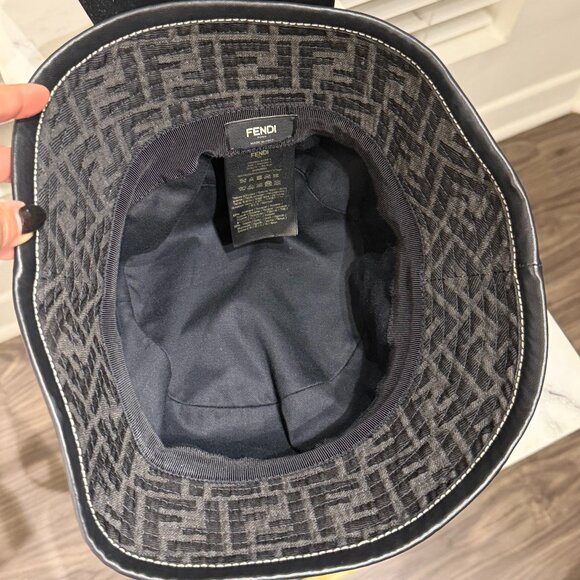 Fendi FF Zucca Reversible Bucket Hat Black Technical Fabric  display picture 2
